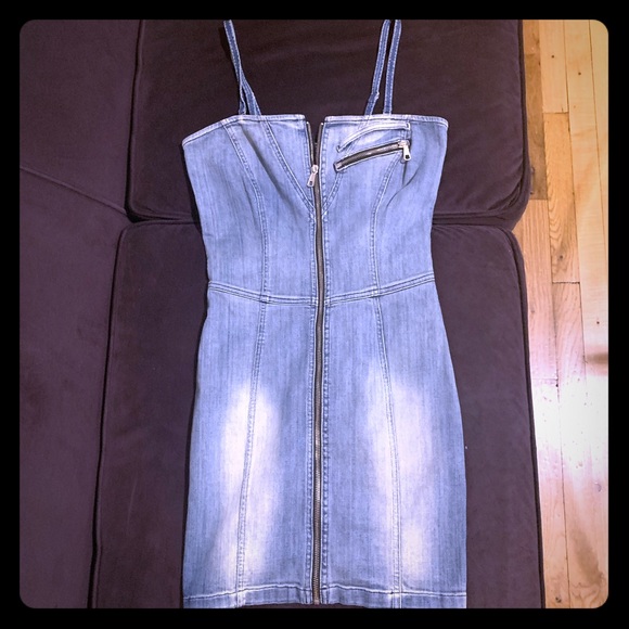 denim dress with front zip